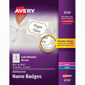 Avery 8720 Metallic Border Adhesive Name Badges AVE8720