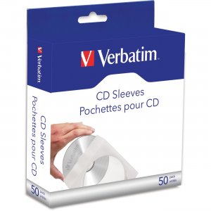 Verbatim 70126 CD/DVD Paper Sleeves with Clear Window - 50pk Box VER70126