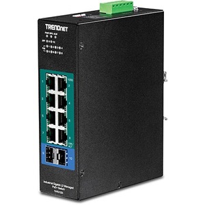 TRENDnet TI-PG102I 10-Port Industrial Gigabit L2 Managed PoE+ DIN-Rail Switch 24 - 57V