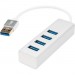 Rocstor Y10A216-S1 6 in Portable 4 Port SuperSpeed Mini USB 3.0 Hub - Aluminum Silver