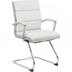 Boss B9479-WT Executive CaressoftPlus Chair with Metal Chrome Finish - Guest Chair