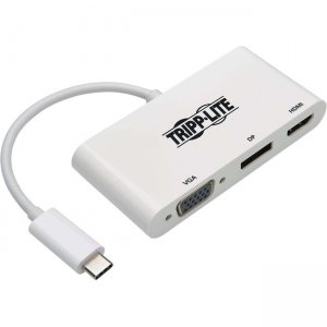 Tripp Lite U444-06N-HVDPW USB-C Multiport Adapter - HDMI/DisplayPort/VGA, White