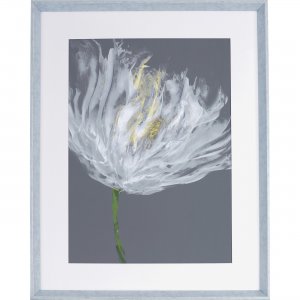 Lorell 04478 White Flower Design Framed Abstract Art LLR04478