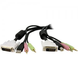 StarTech.com DVID4N1USB6 6ft 4-in-1 USB Dual Link DVI-D KVM Switch Cable w/ Audio & Microphone