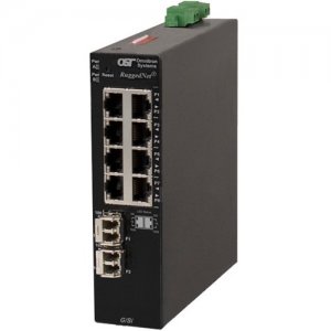 Omnitron Systems 2882-0-18-2Z RuggedNet G/Si, 1xMM SC + 8xRJ-45, 2xDC Powered Extended Temp