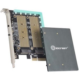 IO Crest SI-RGB40143 M.2 M-key and M.2 B-key SSD RGB Adapter Card with Heatsink 12V