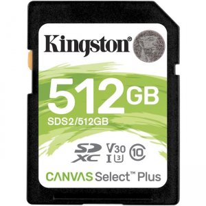 Kingston SDS2/512GB Canvas Select Plus SD Card For HD 1080p And 4K Video Cameras