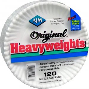 AJM OH9AJBXWHCT Plates, Heavyweight Paper, 9", 960/CT, White AJMOH9AJBXWHCT