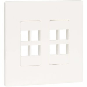 Tripp Lite N080-208 8-Port Keystone Double-Gang Faceplate, White, TAA