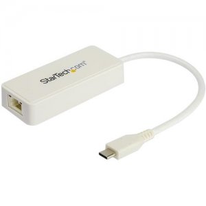 StarTech.com US1GC301AUW USB-C Ethernet Adapter with Extra USB 3.0 Port - White