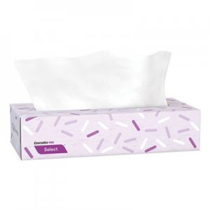 Cascades PRO CSDF950 Select Flat Box Facial Tissue, 2-Ply, White, 100 Sheets/Box, 30 Boxes/Carton