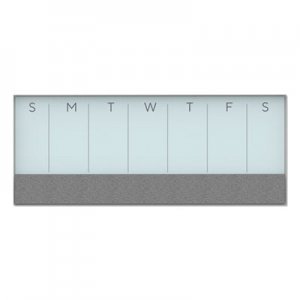 U Brands UBR3199U0001 3N1 Magnetic Glass Dry Erase Combo Board, 35 x 14.25, Week View, White Surface and Frame