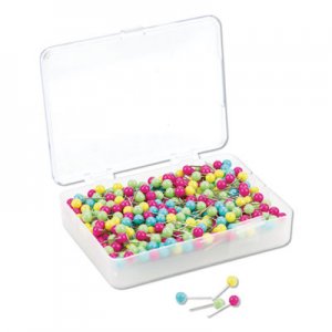 U Brands UBR3086U0624 Map Push Pins, Plastic, Assorted, 1/2", 300/Pack