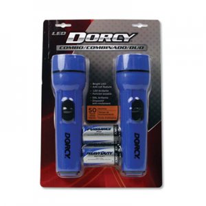Dorcy DCY412594 LED Flashlight Pack, 1 D Battery (Included), Blue, 2/Pack
