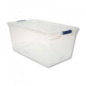 Rubbermaid UNXRMCC950001 Clever Store Basic Latch-Lid Container, 95 qt, 17.75" x 29" x 13.25", Clear