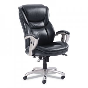 SertaPedic SRJ49710BLK Emerson Executive Task Chair, Supports up to 300 lbs., Black Seat/Black Back, Silver Base