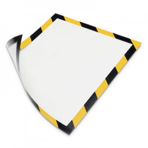 Durable DBL4772130 DURAFRAME Security Magnetic Sign Holder, 8 1/2 x 11, Yellow/Black Frame, 2/Pack
