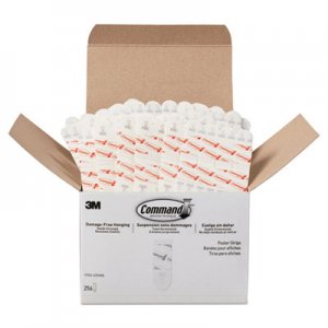 Command MMM17024S256NA Poster Strips, Removable, Holds Up to 1 lb, 5/8" x 1 3/4", White, 256/Pack