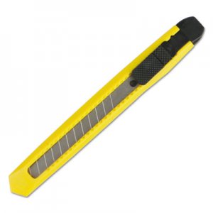 Boardwalk BWKUKNIFE75 Snap Blade Knife, Retractable, Snap-Off, Straight-Edged, Yellow