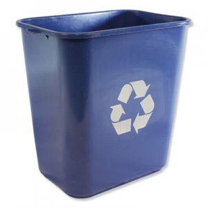Impact IMP7702BLUR Soft-Sided Recycle Logo Plastic Wastebasket, Rectangular, 28 qt, Polyethylene, Blue