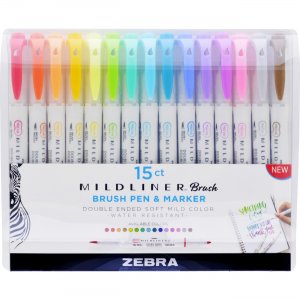 Zebra Pen 79115 Mildliner Brush Pen & Marker Set ZEB79115