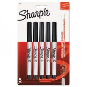 Sharpie SAN37665PP Ultra Fine Tip Permanent Marker, Extra-Fine Needle Tip, Black, 5/Pack