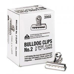 X-ACTO EPI2002LMR Bulldog Clips, Steel, 1/2" Capacity, 2-1/4"w, Nickel-Plated, 36/Box