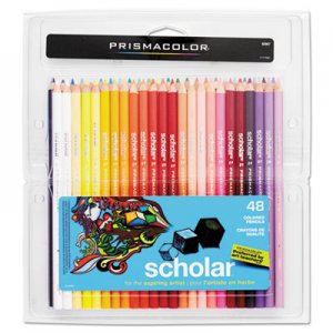 Prismacolor SAN92807 Scholar Colored Pencil Set, 3 mm, HB (#2.5), Assorted Lead/Barrel Colors, 48/Pack