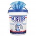 SCRUBS 42272EA Hand Cleaner Towels, Cloth, 10 1/2 x 12 1/4, Blue/White, 72/Bucket ITW42272EA