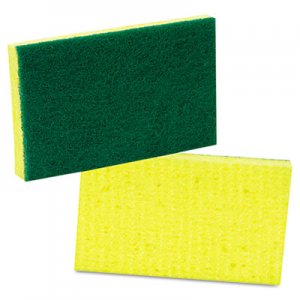 Scotch-Brite PROFESSIONAL MMM74 Medium-Duty Scrubbing Sponge, 3 1/2 x 6 1/4, Yellow/Green, 20/Carton