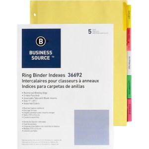 Business Source 36692BX Insertable Tab Ring Binder Indexes BSN36692BX