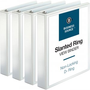 Business Source 28441BD Basic D-Ring White View Binders BSN28441BD
