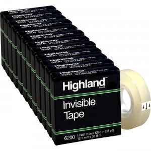 Highland 6200121296BX 1/2"W Matte-finish Invisible Tape MMM6200121296BX