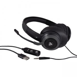 V7 HC701 Premium Over-Ear Stereo Headset with Boom Mic