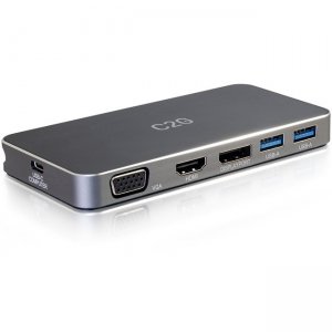 C2G 54439 USB C MST Docking Station with HDMI, DP, VGA, 65W Power Delivery- 4K