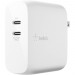 Belkin WCH003DQWH BOOST↑CHARGE Dual USB-C PD GaN Wall Charger 68W