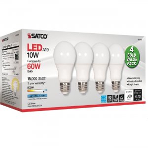 Satco S28563 10W A19 LED 5000K Light Bulbs SDNS28563