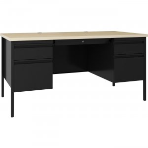 Lorell 60930 Fortress Maple Top Double-pedestal Desk LLR60930