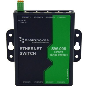 Brainboxes SW-008 8 Port Unmanaged Ethernet Switch Wall Mountable