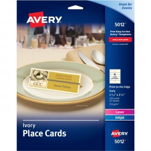 Avery 05012 Ivory Place Cards, Two-Sided Printing, 1-7/16" x 3-3/4" , 150 Cards (5012) AVE05012