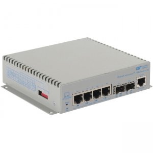 Omnitron Systems 9580-0-24-9 OmniConverter 10GPoE+/M PoE+, 2xSFP/SFP+, 4xRJ-45, 1xDC Powered Commercial Temp