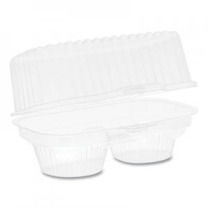Pactiv PCT2002 ClearView Bakery Cupcake Container, 2-Compartment, 6.75 x 4 x 4, Clear, 100/Carton