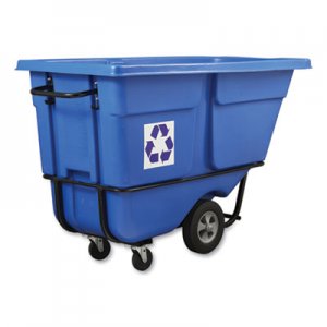 Rubbermaid Commercial RCP2089826 Rotomolded Recycling Tilt Truck, Rectangular, Plastic with Steel Frame, 1 cu yd, 1,250 lb Capacity, Blue