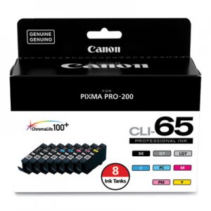 Canon CNM4215C007 (CLI-65) Ink, Black/Cyan/Gray/Light Gray/Magenta/Photo Cyan/Photo Magenta/Yellow, 8/Pack