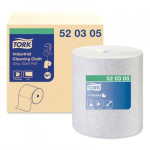 Tork TRK520305 Industrial Cleaning Cloths, 1-Ply, 12.6 x 13.3, Gray, 1,050 Wipes/Roll