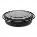 Pactiv PCT0CN80948CSTC EarthChoice MealMaster Bowls with Lids, 48 oz, 10.13" Diameter x 2.13"h, 1-Compartment, Black/Clear