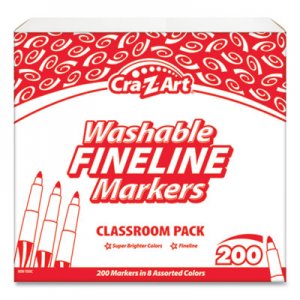 Cra-Z-Art CZA740071 Washable Fineline Markers, Fine Bullet Tip, 8 Assorted Colors, 200/Set