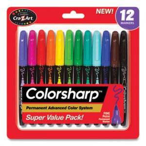 Cra-Z-Art CZA4461024 Colorsharp Permanent Markers, Fine Bullet Tip, Assorted Colors, 12/Set