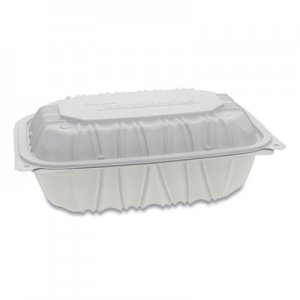 Pactiv PCTYCNW0205 Vented Microwavable Hinged-Lid Takeout Container, 9 x 6 x 3.1, White, 170/Carton