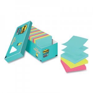 Post-it Pop-up Notes Super Sticky MMMR33018SSMIAC Pop-up 3 x 3 Note Refill, Miami, 100 Notes/Pad, 18